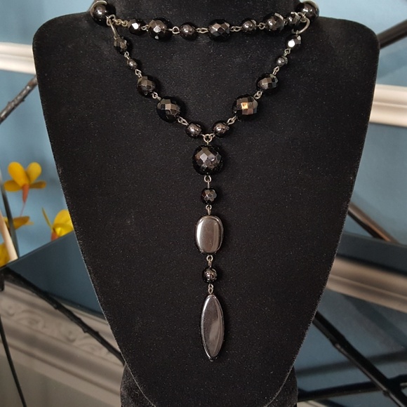 White House Black Market Jewelry - Black Beaded Drop Necklace